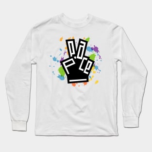 PEACE Hand | PEACE Fingers Design with color splashes Long Sleeve T-Shirt